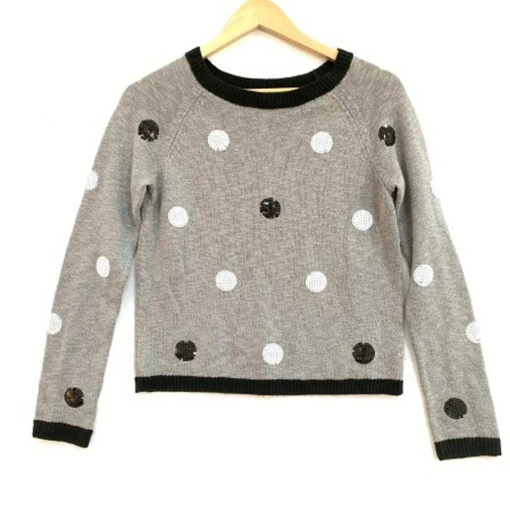 Justice Girls Polka Dot Sequin Knit Sweater